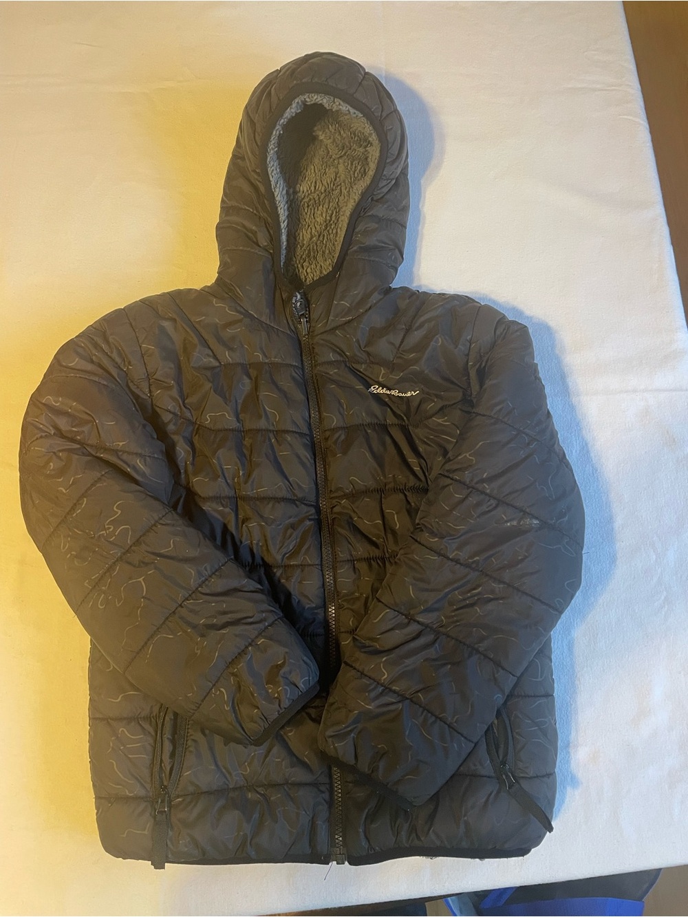 Eddie Bauer Kids Hooded Puffer Jacket in Gray